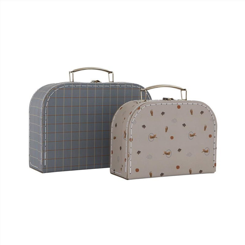 OYOY Living Design - OYOY MINI Suitcase Mini Tiger & Grid - Set of 2 Storage 601 Blue / Clay