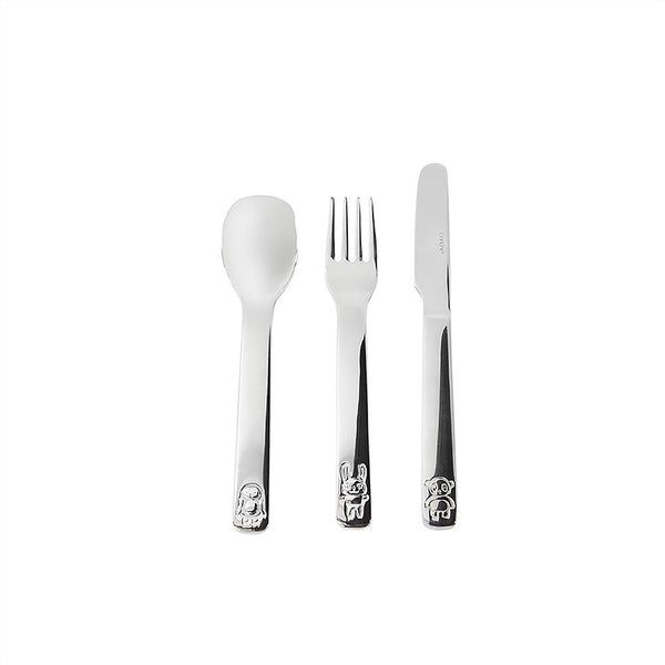 OYOY Living Design - OYOY MINI Cutlery - We Love Animals - Set of 3 Dining Ware 905 Silver